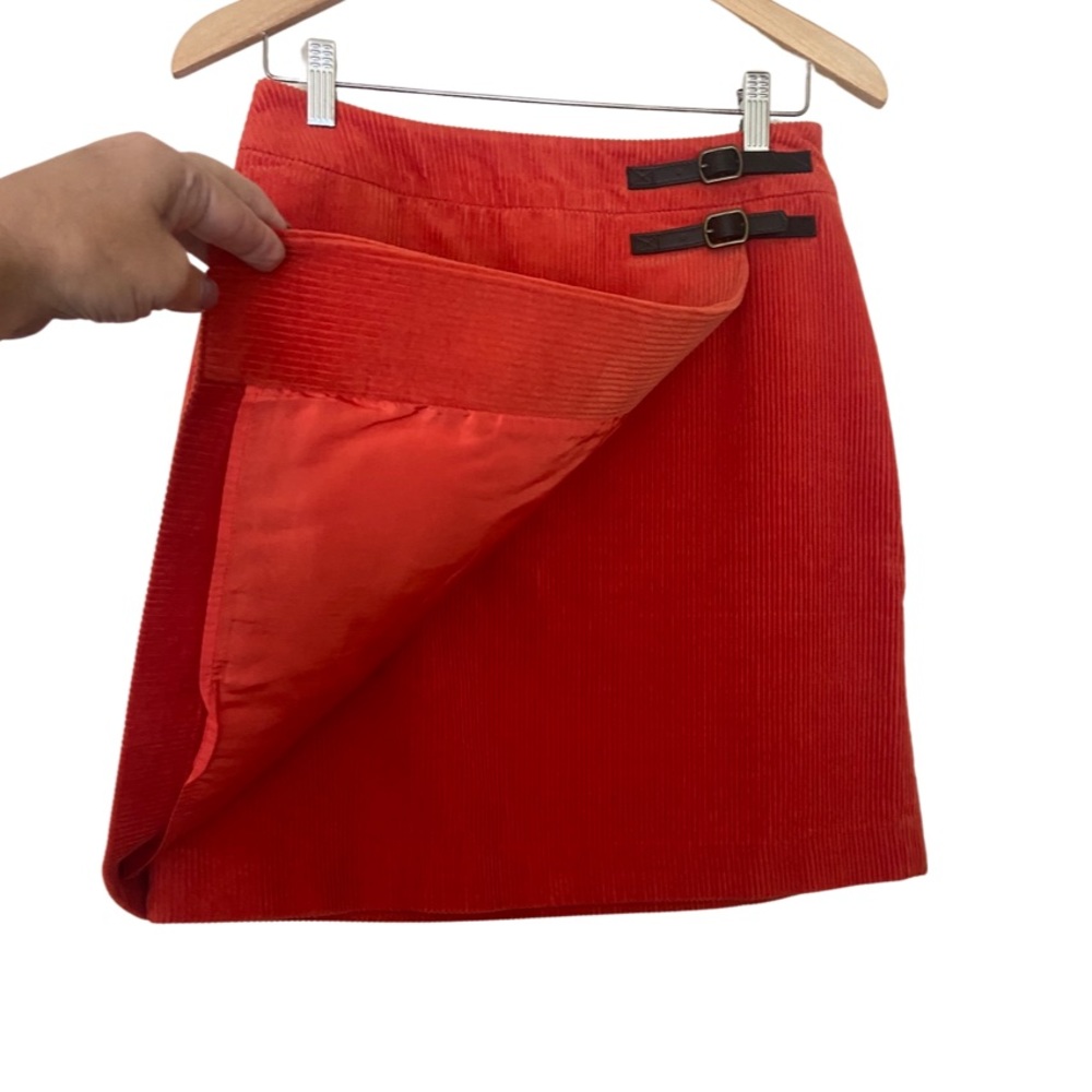Boden | Pumpkin Orange Corduroy Wrap Style Skirt - Picture 7 of 15